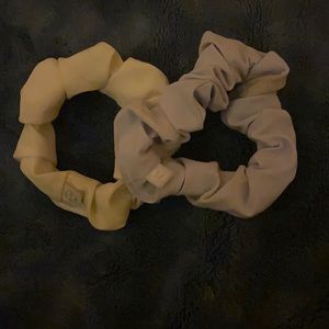 2 lulu lemon scrunchies one light blue one white